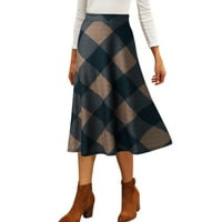 Ženska modna tiskana suknja džep elastična struka labava dugačka suknja kava m