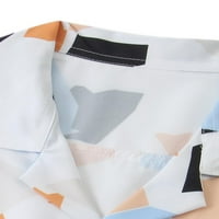 Groanlook muns vrhovi remel vrat majica majica kratkih rukava muškarci havajska bluza regularna fit geometrijska tiskana tee stil a 2xl