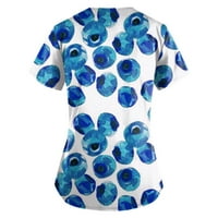 Ženski vrhovi odštampana bluza s kratkim rukavima Casual Women Ljetni posadni majica plavi m