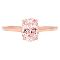 1.0ct ovalni rez ružičasti simulirani dijamant 14k ružičasto zlato Angažovanje prstena veličine 4,5