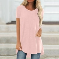 Žene plus veličina vrhova kratkih rukava Ljetne majice zakrivljene rublje Casual Modne košulje Light Pink XL, Veličina SAD: 10