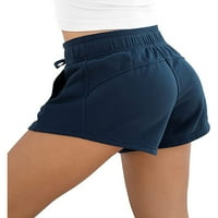 Hait Women Mini pant Solid Boja ljetna plaža Kratke hlače velike struke vruće hlače dame dno crtaju mornarsko plavo m