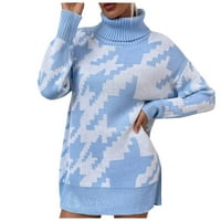 Žene Ležerne prilike sa labavim džemper Turtleneck uzorak dugih rukava