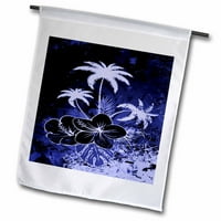 3droze plava havajska cvijeća s palmama - vrtna zastava, prema
