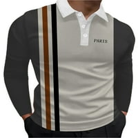 Cindysus Men Bluza Spajane vrhove Polo majica s dugim rukavima ured za majicu Redovna fit pulover stil AP XL
