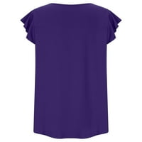 Kakina s duga dužina ženske vrhove labave pune boje majice kratkih rukava TOPS bluza bluza pulover majice ljubičasta, xl