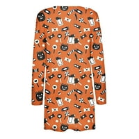 Stalni ženski modni labavi povremeni džep Hallowen s dugim rukavima Kardiganska jakna narančasta 2xl