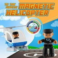 Leteći helikopter igračka policija sa magnetima - policajac igračke dodaju na setove za magnetne blokove - magnetne pločice Dečije obrazovne matične igračke za dječake i djevojke