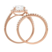 2. CT sjajan okrugli rez originalni kultivirani dijamant VS1-VS G-H 18K Rose Gold Halo Angagement Wedding Bridal Set Dizajnerski prsten BW Set veličine 3.5