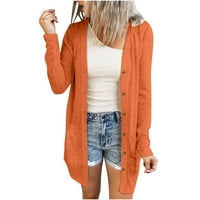 Ženska trendovska kardiganska jakna čista boja lagana casual labav pulover teen djevojke padaju y2k odjeću s dugim rukavima V vrat sa botonima plus veličine džep narančasta xxxl