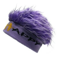 Slouchy Beanie šešir sa perikama laganim pulover pletenim šeširom sa sretnim za rođendan božić za Dan zahvalnosti Day Poklon Purple