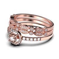 Zasljepljujući minimalistički 2. katamanski ručni prsten za ruke i dijamantni moissanite, vjenčani prsten, dva podudarna traka u 10k čvrstog ruža zlata, poklon za njene, srebrne, srebrne, srebro, srebro