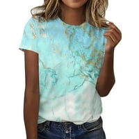 Majice za žene slatke ljetne vrhove za žene plus veličine vrhovi o vratu cvjetni print kratkih rukava majica na vrhu casual labavog bluza vrhova majica top bluza