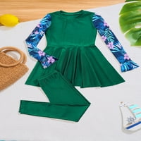 Iiniim Gig Girge plivanja kupaći kostimi cvjetni tiskani upf 50+ kupaći kostim s dugim rukavima set 6- tamno zeleni 8
