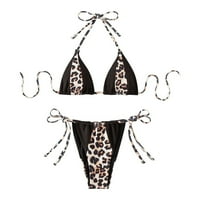 Odeerbi dva kupaće kostimu za žene modne trake Leopard Print Comfort Split Bikini Beach odjeća Crna