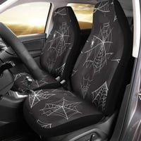 Set auto-sjedala pokriva Spider Halloween Proslava silueta Arachnid Crna crtica Cartoon Universal Auto prednja sjedala Zaštitni za auto, suv limuzina, kamion