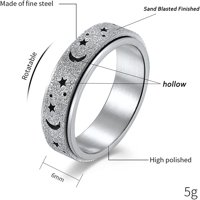 Nylry Titanium od nehrđajućeg čelika Prsteni i zvjezdani fidget prsten ublažavaju anksioznost prstena za angažman vjenčani vind za žene veličine muškaraca 5-12