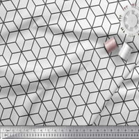 Soimoi White Heavy Canvas tkanina labirint kocke geometrijsko dekorsko od tiskano dvorište široko