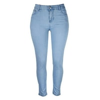 Pgeraug pantalone za žene mršave traperice plus veličine olovke hlače dukserice žene svijetle plave 6xl