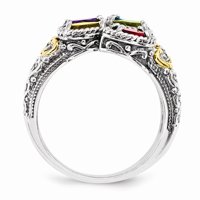 14k dvotonski zlatni prsten za prsten za majku i obiteljski žuti polukretni dijamantni kamen montaža
