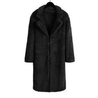 Topla zimska ženska solidna isključivanja ovratnika Fleece jakna s dugim rukavima duga kaputa