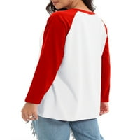Anbech crtić božićne duksere žene dugi rukav Raglan pulover grafičko slovo Xmas majice u boji u boji