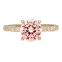 1.71ct okrugli rez ružičasti simulirani dijamant 14k žuto zlato ugraviranje izjava bridalna godišnjica angažman vjenčani prsten veličine 5,25