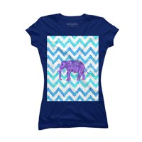 Purple Paisley Elephant Girly Teal Glitter CH Juniors Royal Blue Graphic Tee - Dizajn ljudi XL
