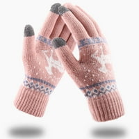 OAVQHLG3B Rukavice Žene Božićni sloj Fawn plus guste tople rukavice Pletenje ručne rukavice rukavice