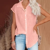 MAFYTYTPR WOMENS PLUS Veličina veličine $ Ženska vrhova Modna majica gumba Ženka V-izrez Labavi majica Bluza