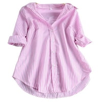 Woobling dame košulje rever za bluze za vrat Ležerne prilike Žene Elegantna uredska tunika ružičasta 5xl