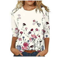 Ženske težene cvjetne ispise ljetne vrhove vintage kratkih rukava labave majice