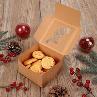 Božićne kutije za kolačiće, Brown KRAFT tretiraju kutije sa prozorom 4 4 2.5 Pekara za omotavanje poklona Bo za božićnu zabavu pribacuje božićne kutije za kolačiće