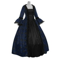 Cuhas ženske haljine za žene Gothic Goth Halloween Modna haljina od čipke za struku Retro haljina Plava m