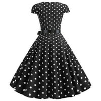 Ženske haljine Party Dots Ispis kratkih rukava 1950-ih Domaćica Večernjska maturalna haljina