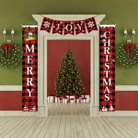Sretan božićni viseći baneri Xmas Red Buffalo Plaid trijem potpisuje u zatvorenom na otvorenom ukras