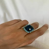 Carillon ahat prsten, prirodni dragušni klaster 11. CT Sterling srebrni prsten za žene, Veličina prstena: 5