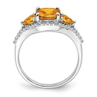 14k bijeli zlatni citrinski i pravi dijamantni prsten