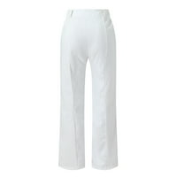 Ženske hlače srednje struk Solid u boji džep natkriveni corduroy labavi boja kontrast casual pantalone prave hlače jednostavne klasične pantalone