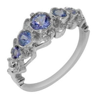 Sterling Silver Prirodni tanzanite Ženski Obećani prsten - veličina 6.5