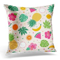 Narančasta Havaii Hibiscus cvjetovi i palmi lišće uzorak tropski jastučni jastučni jastučni poklopac jastuk