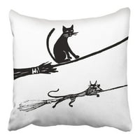 Metla crna mačka koja leti na metli bijeli vještica silueta pribor za životinjski jastuk za životinje