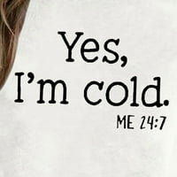 Yyeselk da, hladno me 24: dukserica ženski slovo pisma džemper s dugim rukavima Crewneck pulover vrhove hip hop majica nebo plavo m