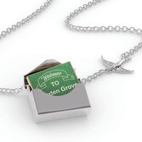 Ogrlica za zaključavanje zelenog znaka Dobrodošli u vrtni Grove u srebrnoj koverti Neonblond