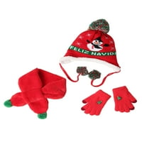 Božićni kaputi + šal + rukavice, pletenje plus baršunasto toplo crtani jeleni sa ukrašavanjem krznenog kuglice