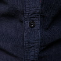 Majica Labakihah za muškarce MENS Modeble Jednostavno Corduroy Business Slim Fit Solid Color Cardigan Majica s dugim rukavima Navy Plava L