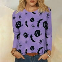 Strungten Halloween ženska moda casual dugih rukava Print okrugli vrat TOP bluze za bluze za žene Dressy Ležerne seksi