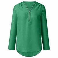 Bvanrty s dugim rukavima Bluze za majice Žene košulje Zip Ležerne prilike TUNIC V-izrez Bluza za bluzu od leta Ljetni dugi rukav