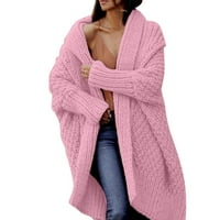 Huaai Cardigan za žene, Ležerne prilike, Crochet dulk kaput Dugi kaput dugi kaput za žene ružičaste 2xl