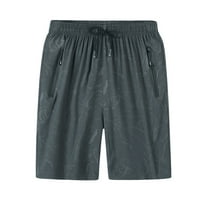 Yubnlvae muške kratke hlače mužjak Sport Brzi sušenje svilene navode print kratke hlače za lijepljenje zipca džepova kratke hlače za muškarce sive
